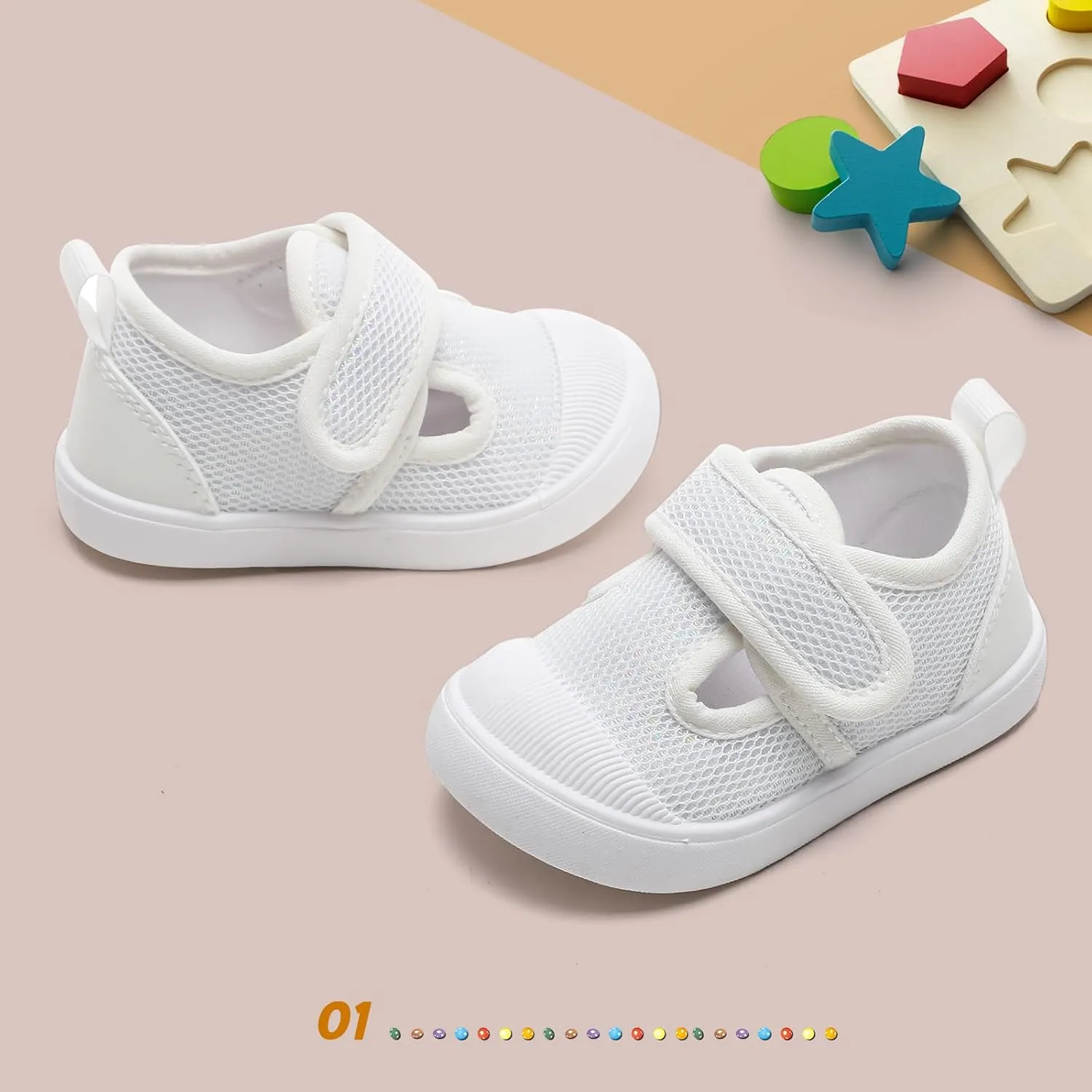 Toddler Girls Boys Shoes Kids Canvas Sneakers with Cartoon Print Adjustable Velcro Strap