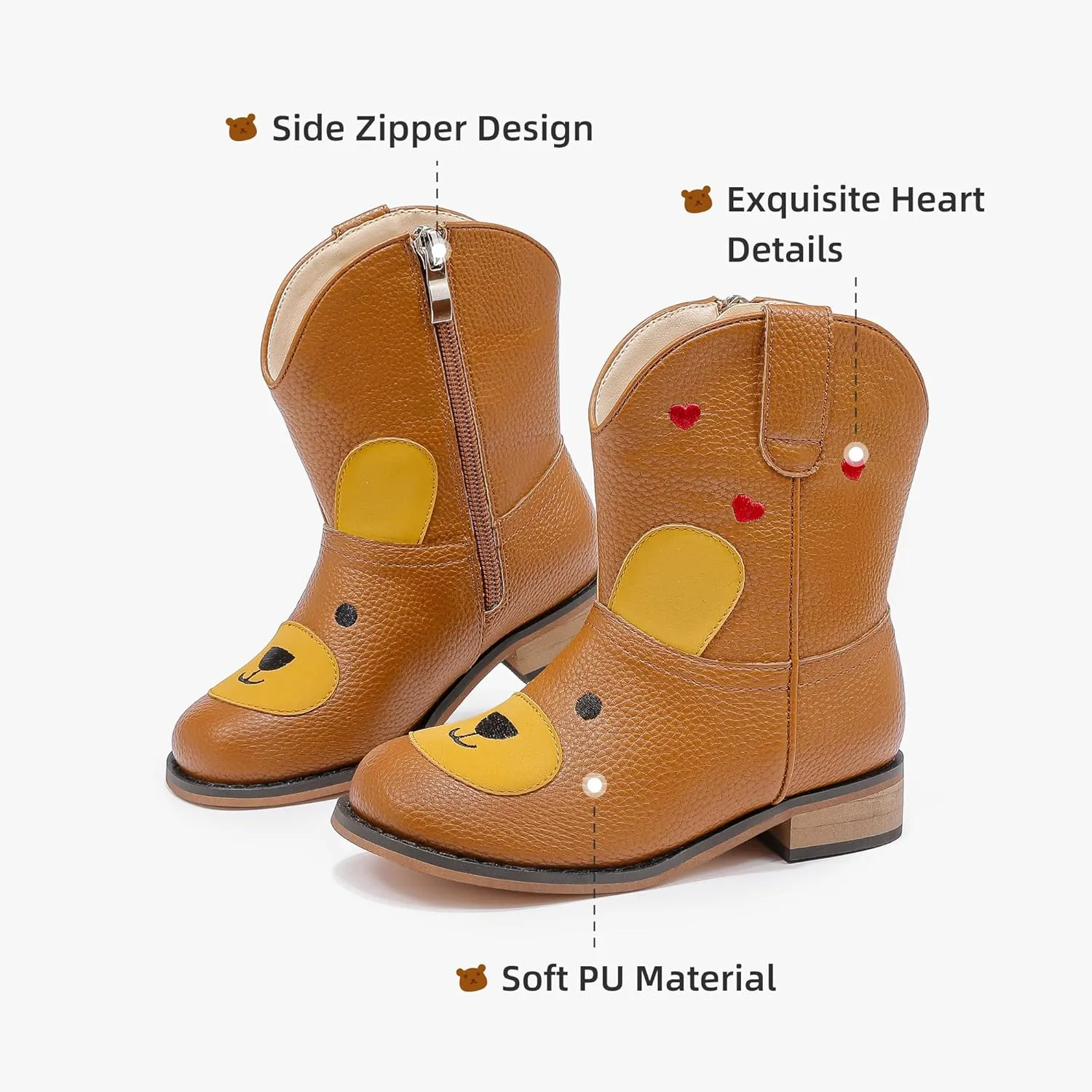 Toddler Girls Cowgirl Boots Cowboy Boots for Boys Little Kids Boot Animal Zipper Ankle Western Riding Shoes Birthday Party Wedding