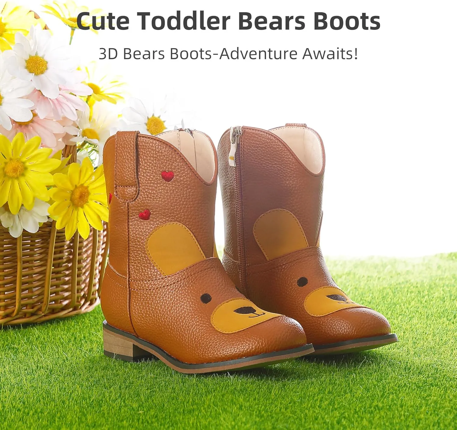 Toddler Girls Cowgirl Boots Cowboy Boots for Boys Little Kids Boot Animal Zipper Ankle Western Riding Shoes Birthday Party Wedding