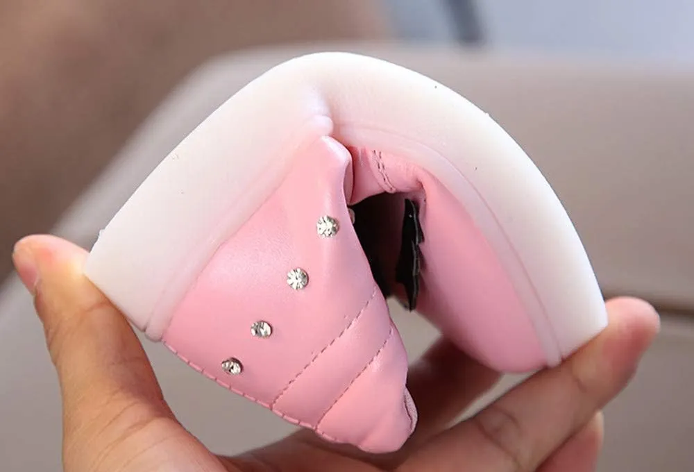Toddler Girls 𝗥hinestone Light Up Sneaker High Top Slip On Rubber Bottom Zipper Cute Fashion Toddler Girl Shoes Size 9