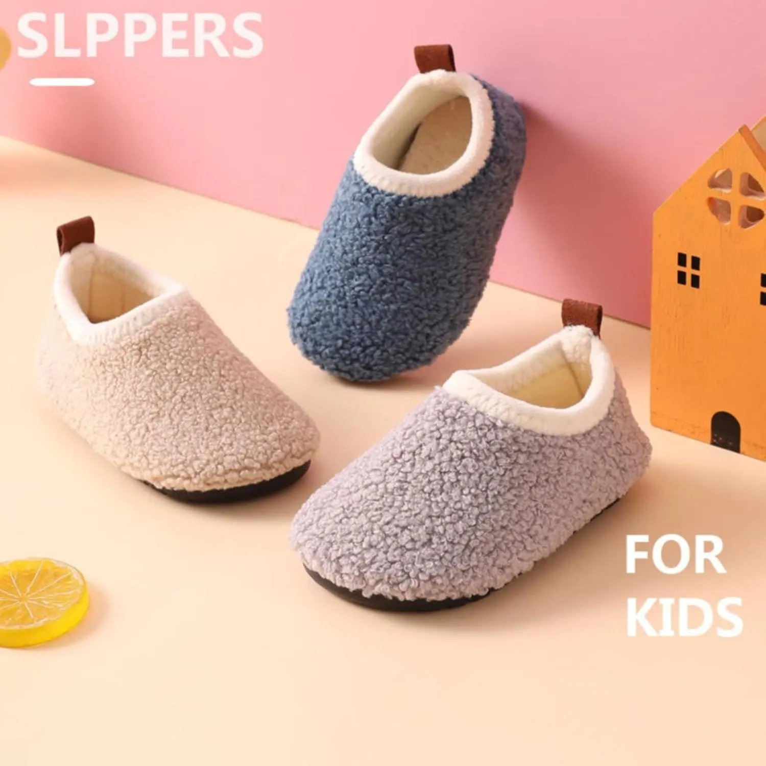 Toddler Indoor Outdoor Sneaker Kids Girls Boys Fuzzy Warm House Sport Shoes Slip On Soft Sole Ankle Cozy Flat Shoes