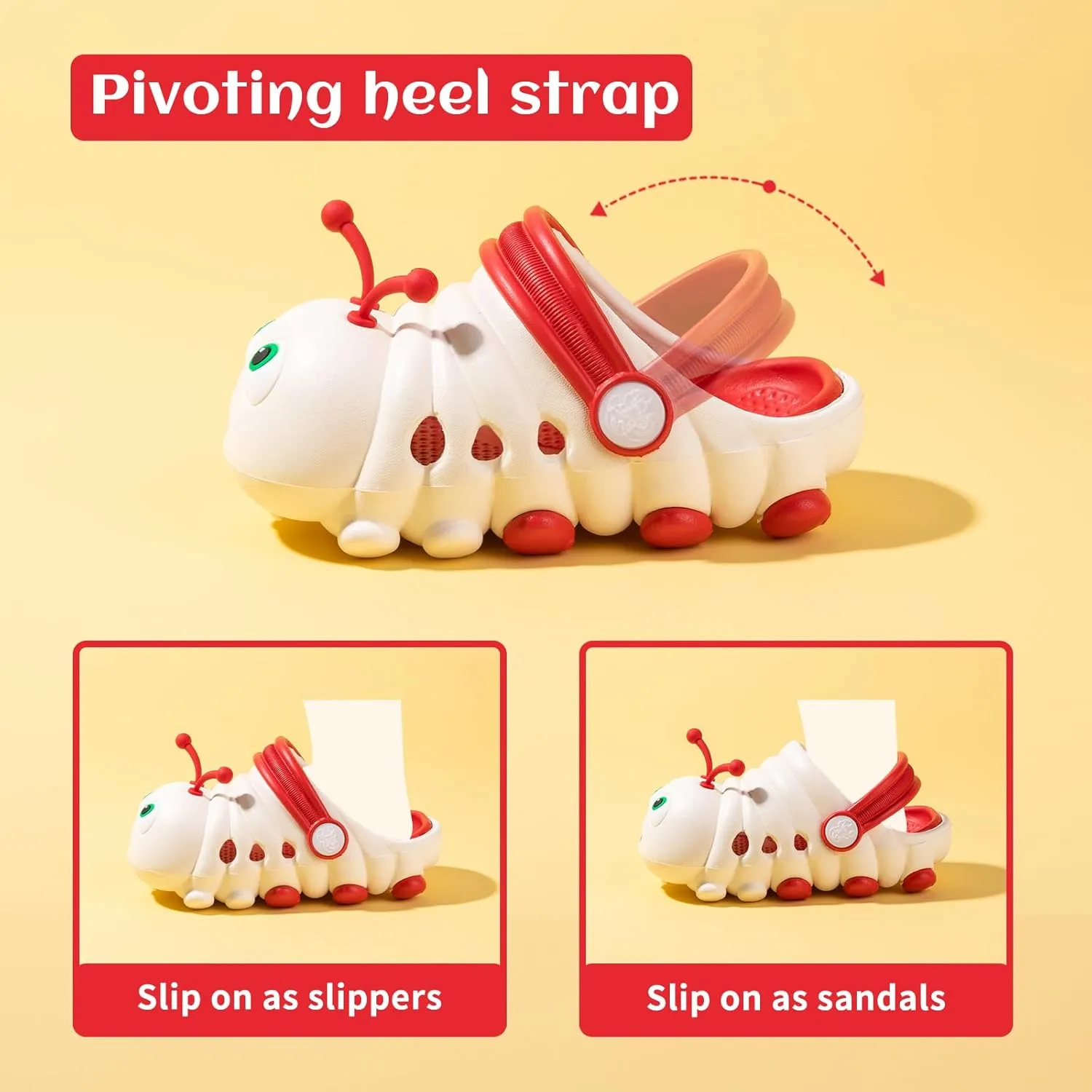 Toddlers Boys & Girls Clogs Cute Caterpillar EVA Non-Slip Lightweight Kids Sandals for Outdoor Garden Play