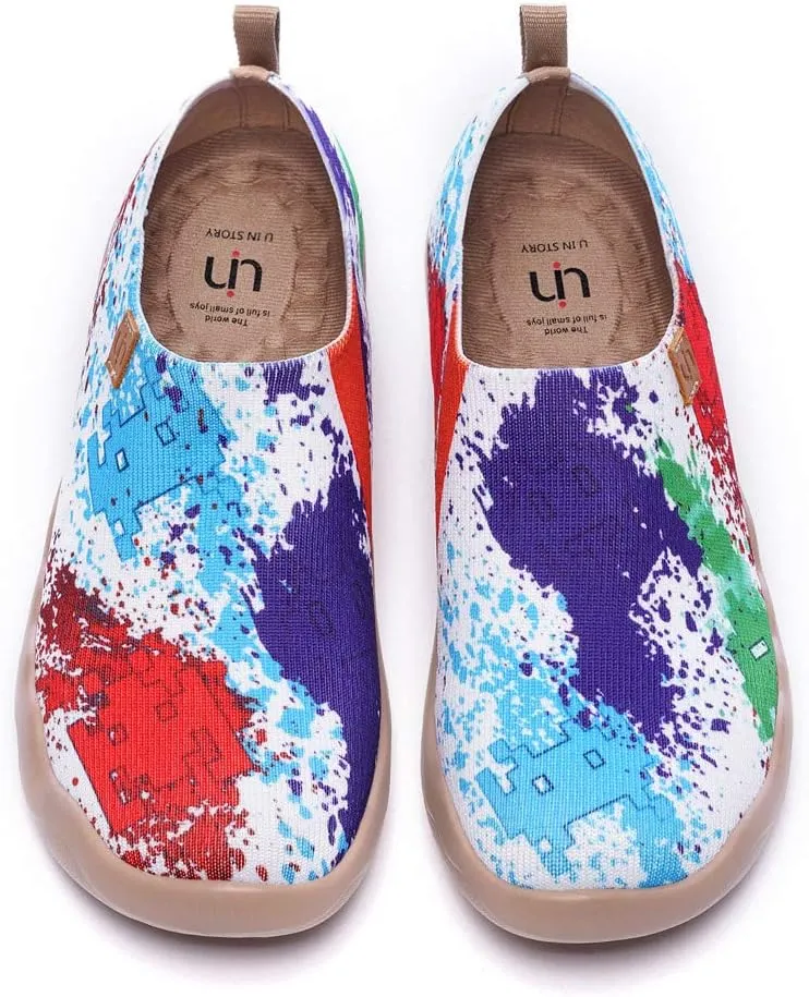 UIN Men's Loafers Lightweight Knitted Sneakers Walking Casual Slip Ons Funny Style Art Painted Travel Shoes Colorful Universe (12)