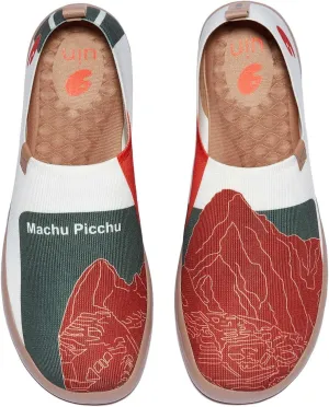 UIN Men's Loafers Lightweight Knitted Sneakers Walking Casual Slip Ons Funny Style Art Painted Travel Shoes Macchu Picchu (10.5)