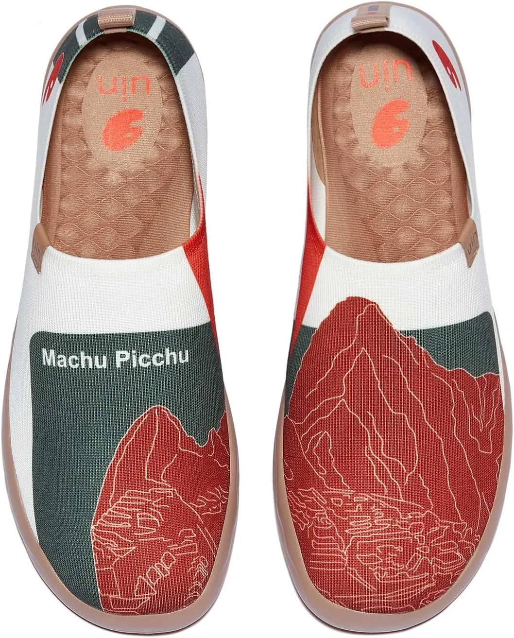 UIN Men's Loafers Lightweight Knitted Sneakers Walking Casual Slip Ons Funny Style Art Painted Travel Shoes Macchu Picchu (10.5)