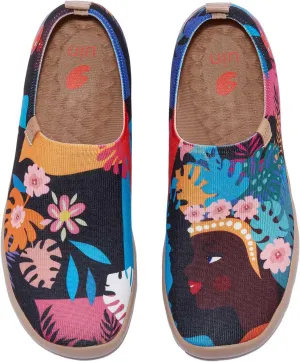 UIN Women's Slip Ons Lightweight Sneaker Walking Casual Knit Loafers Comfortable Art Painted Travel Shoes Toledo Lady Flower (6)