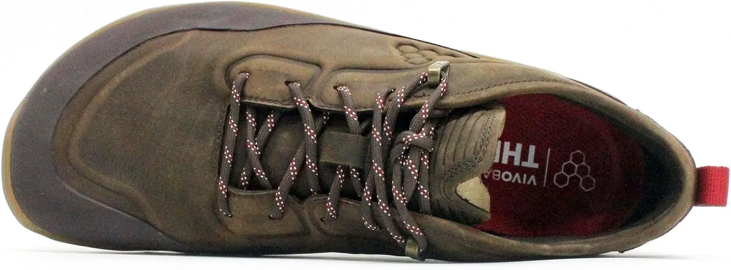 Vivobarefoot Tracker Leather Low Mens Barefoot Hiking | Waterproof, Lightweight & Puncture Resistant | All Weather & Terrains | Wide Fit Grounding Shoes | Bracken