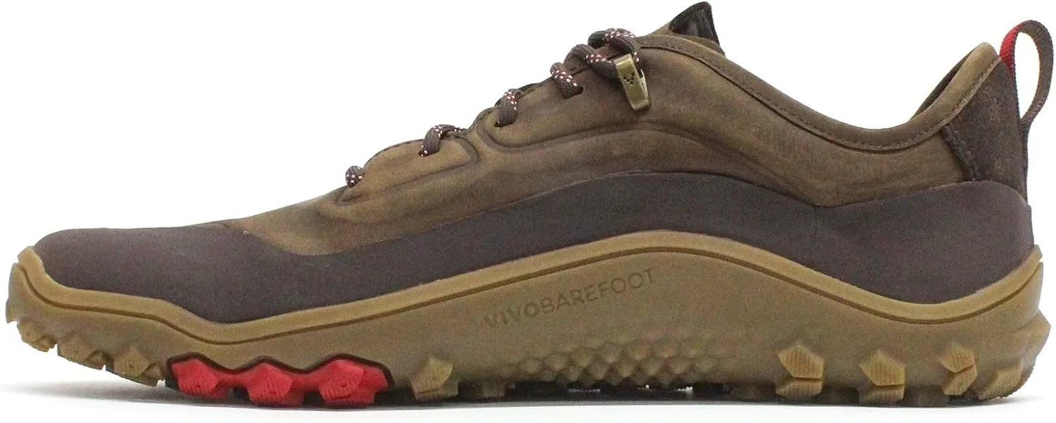 Vivobarefoot Tracker Leather Low Mens Barefoot Hiking | Waterproof, Lightweight & Puncture Resistant | All Weather & Terrains | Wide Fit Grounding Shoes | Bracken