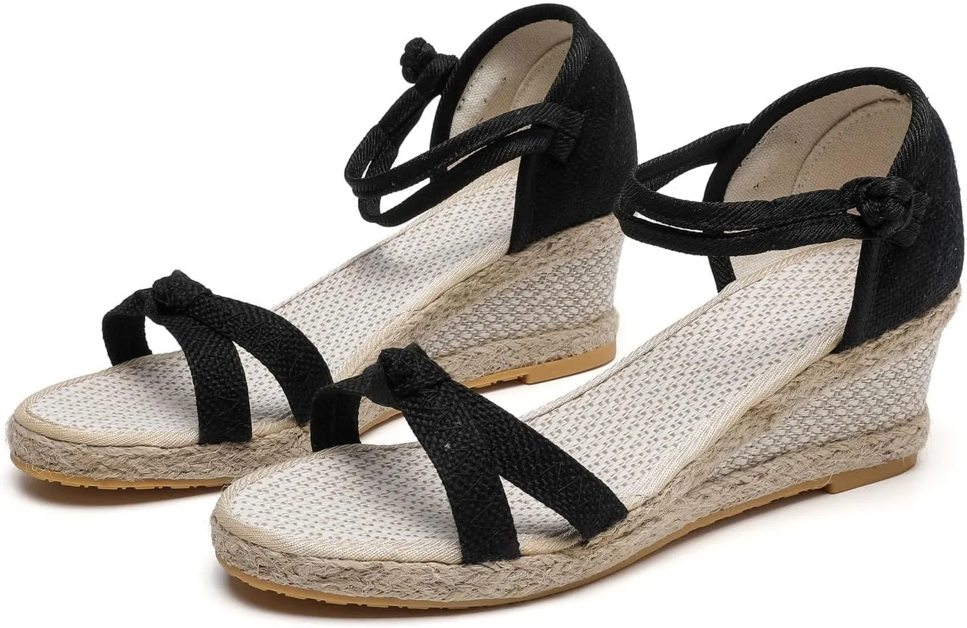 Wedge Sandals for Women Ankle Buckle Strap Closed Toe Wedge Sandals Casual Sloping High Heels Espadrilles Wedge Sandal Cute Shoes 2025