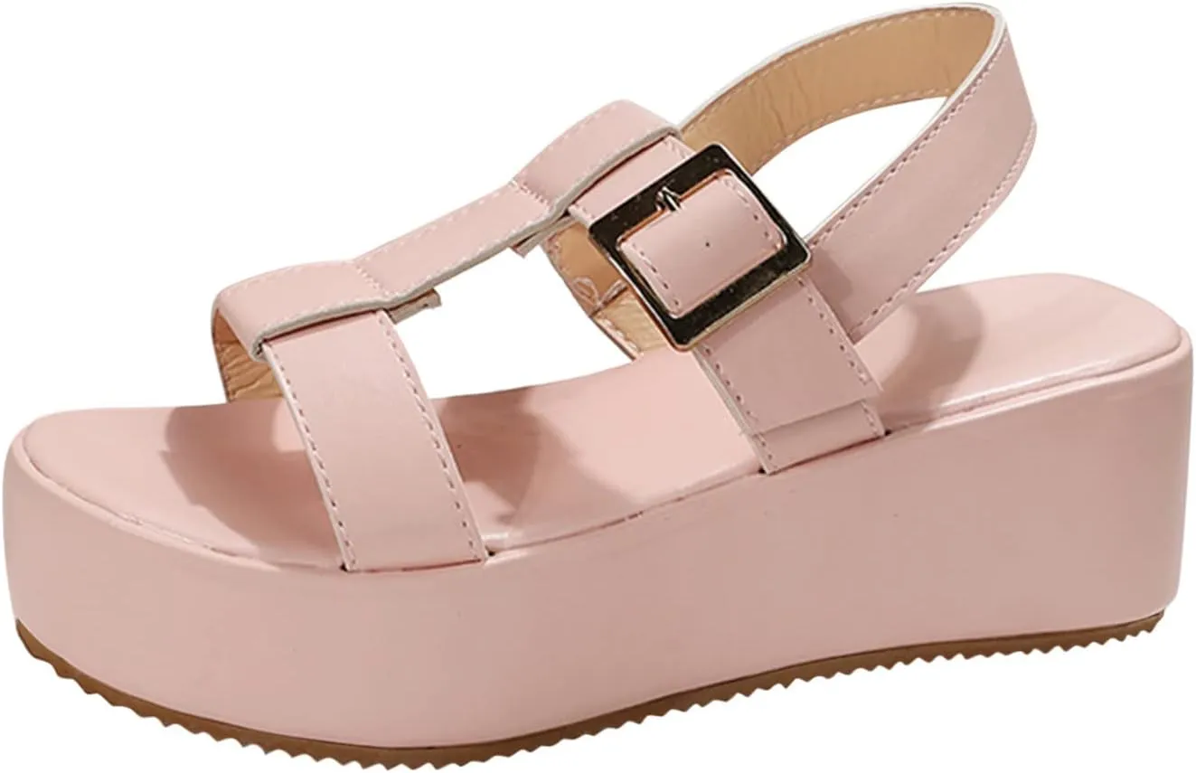 Wedge Sandals for Women Elastic Crisscross Ankle Straps with Peep Toe and Lightweight Platform for All Day Comfortable Orthopedic Sandal Beach Dressy Flip Flops for Wide Toe 2025 Spring