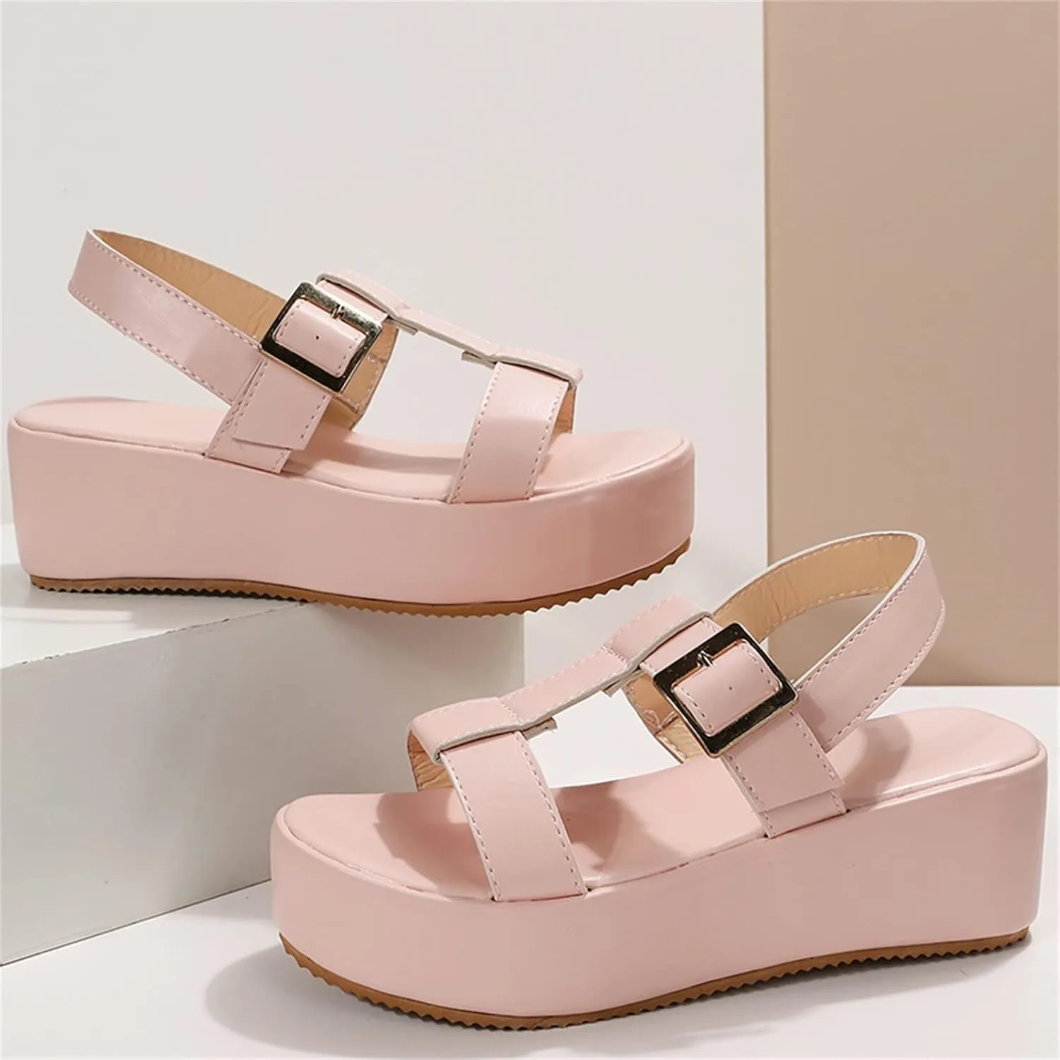 Wedge Sandals for Women Elastic Crisscross Ankle Straps with Peep Toe and Lightweight Platform for All Day Comfortable Orthopedic Sandal Beach Dressy Flip Flops for Wide Toe 2025 Spring