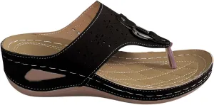 Wedge Sandals for Women Flip-Flops Breathable Hollow Out Slippers Comfort Orthotic Sandals Women Fashion Metal Buckle Shoes For Walking Vacation