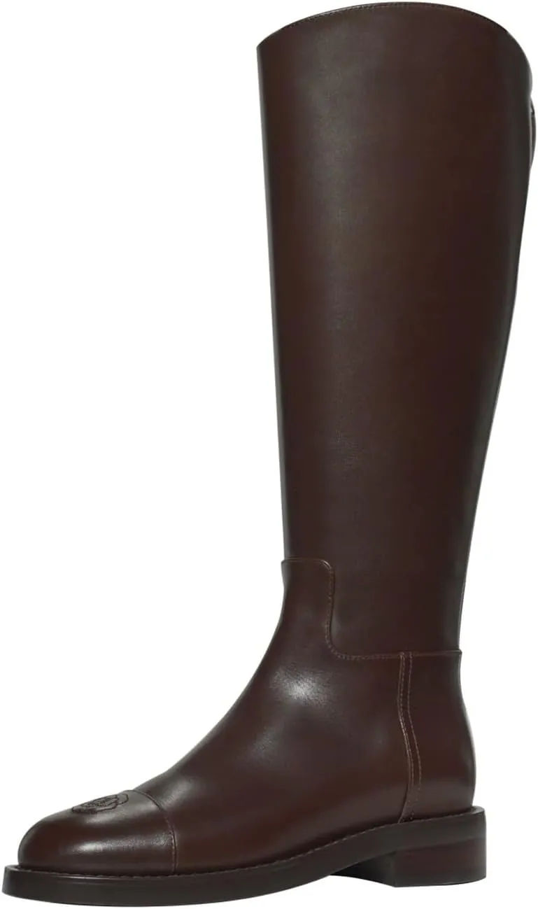 Western Style Long Boots, Fur Lined Stable Winter Women Waterproof Shoes, Neoprene Lined Outdoor Boots Suitable for All-Weather Use,38,Coffee Color