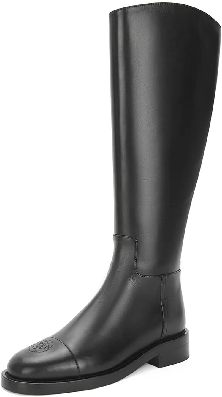 Western Style Long Boots, Fur Lined Stable Winter Women Waterproof Shoes, Neoprene Lined Outdoor Boots Suitable for All-Weather Use,40,Black