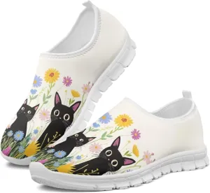Women Casual Loafers Animal Print Non Slip Work Shoes Wide Width Low-Cut Flat Sneakers Everyday Footwear