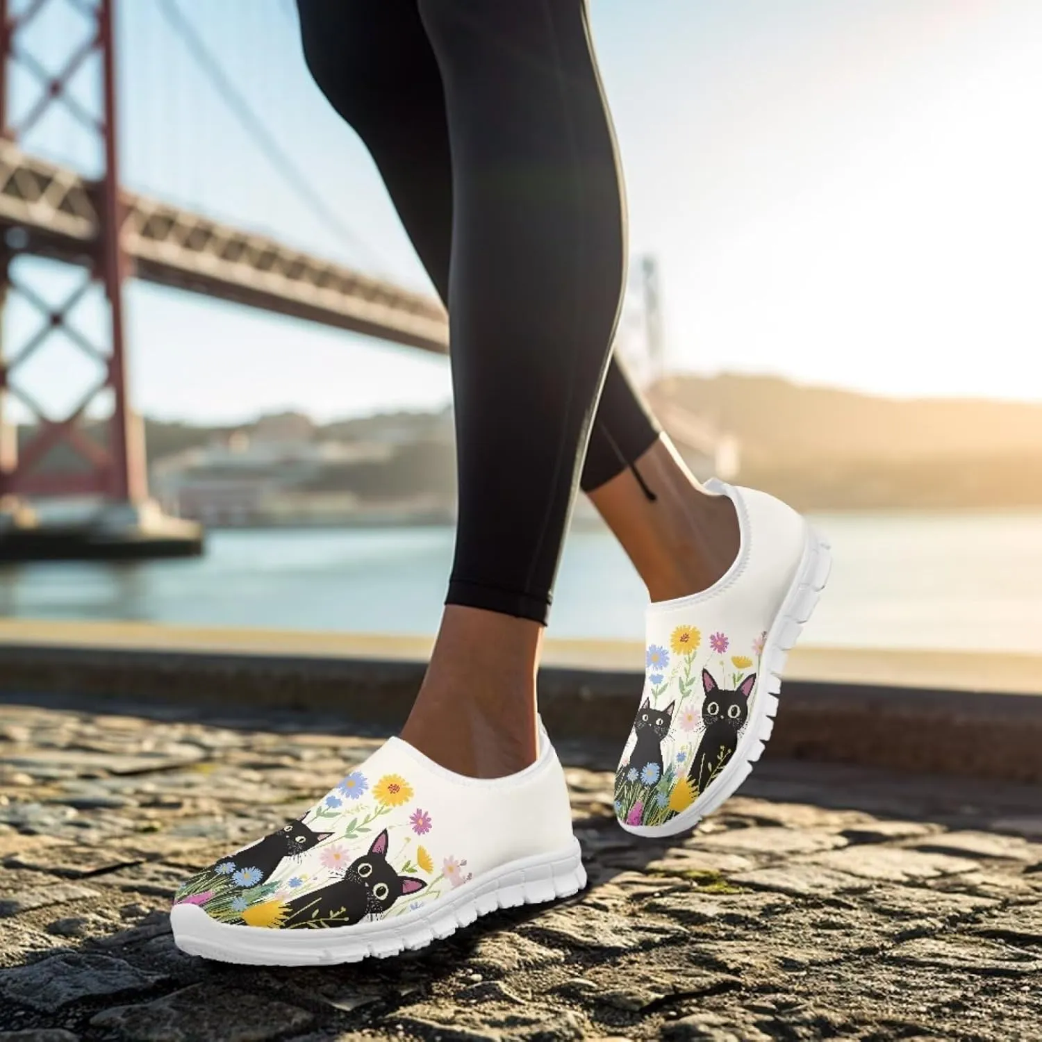 Women Casual Loafers Animal Print Non Slip Work Shoes Wide Width Low-Cut Flat Sneakers Everyday Footwear