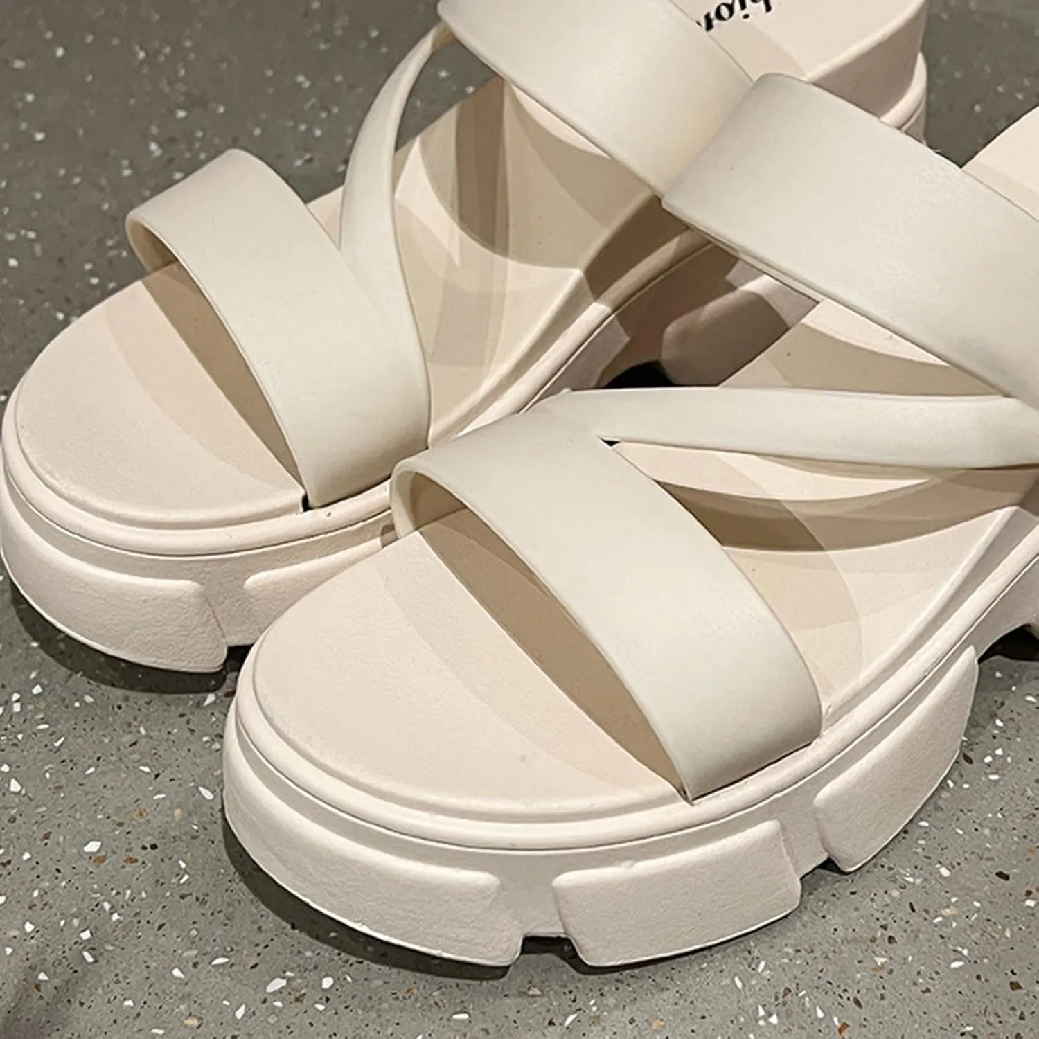 Women Open Toe Lug Sole Sandals Low Heel Platform Block Heels Sandal Dressy Casual Summer Thick Soled Slippers