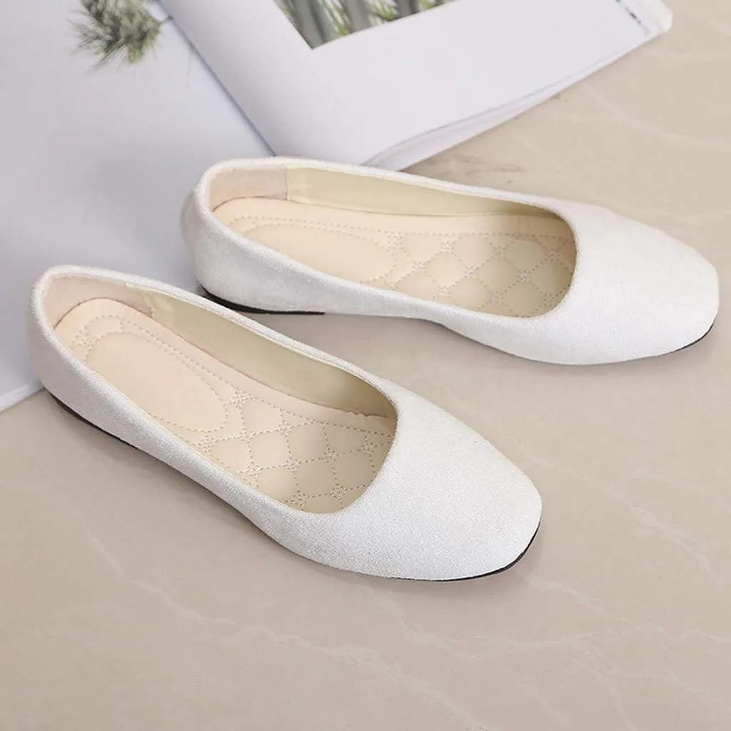 Women Round Toe Flats Comfortable Fashion Ballet Flat Shoes for Women Dressy Slip-ons Loafers