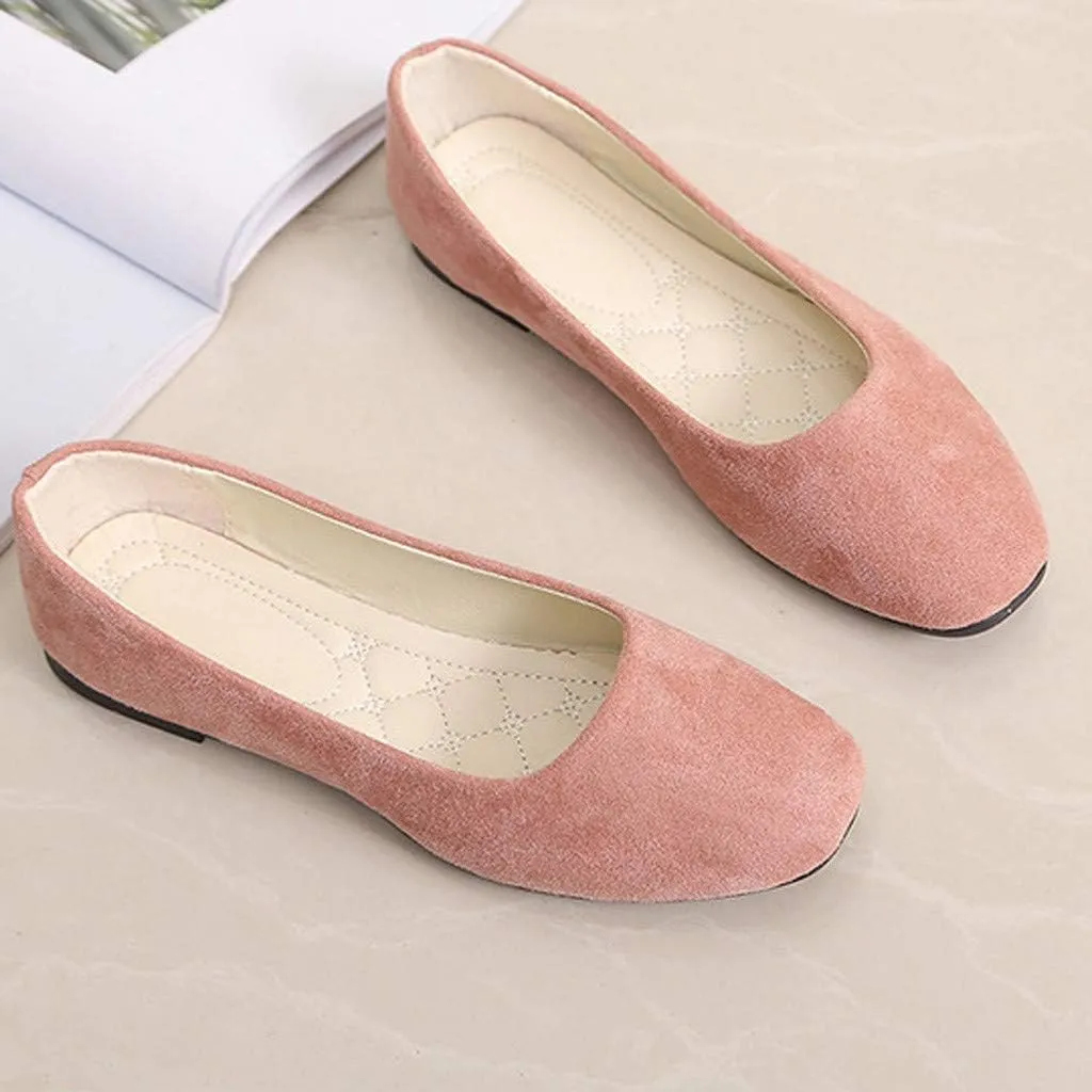 Women Round Toe Flats Comfortable Fashion Ballet Flat Shoes for Women Dressy Slip-ons Loafers