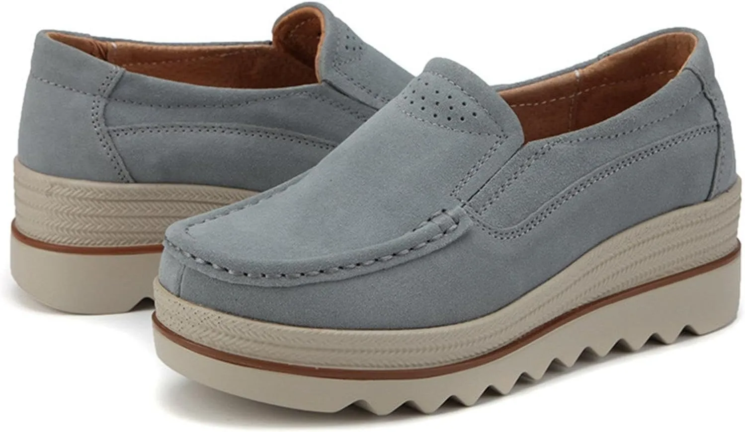 Women Slip On Loafers Comfortable Suede Platform Slip-Ons Thick Soft Comfortable Lightweight Business Work Walking Shoes for Outdoor Wear