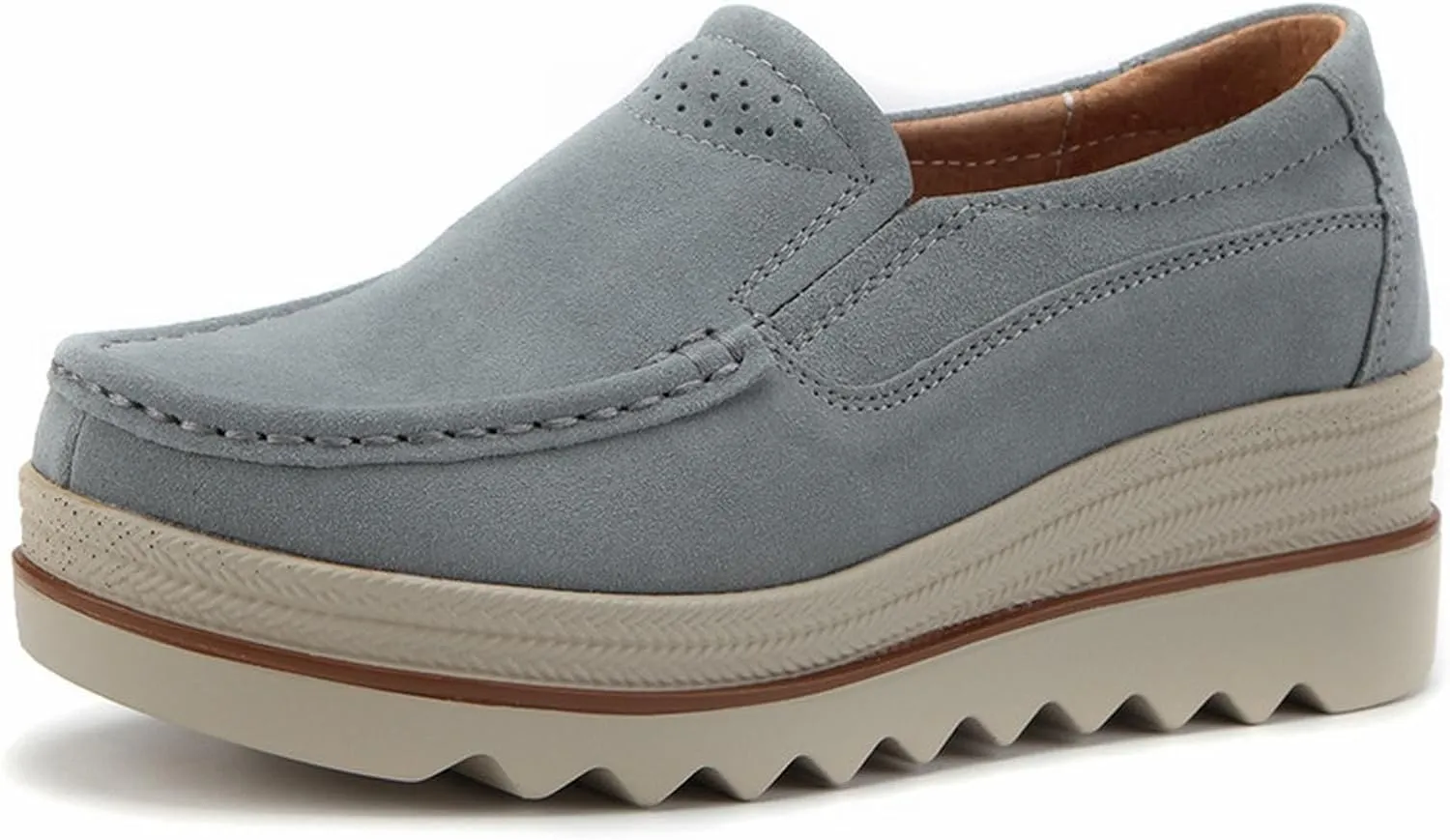 Women Slip On Loafers Comfortable Suede Platform Slip-Ons Thick Soft Comfortable Lightweight Business Work Walking Shoes for Outdoor Wear