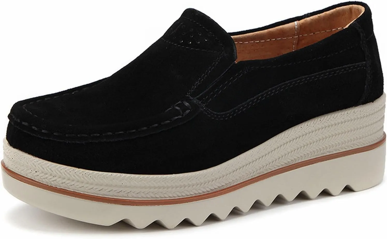 Women Slip On Loafers Comfortable Suede Platform Slip-Ons Thick Soft Comfortable Lightweight Business Work Walking Shoes for Outdoor Wear