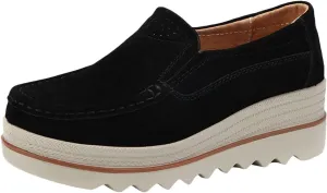 Women Slip On Loafers Comfortable Suede Platform Slip-Ons Thick Soft Comfortable Lightweight Business Work Walking Shoes for Outdoor Wear