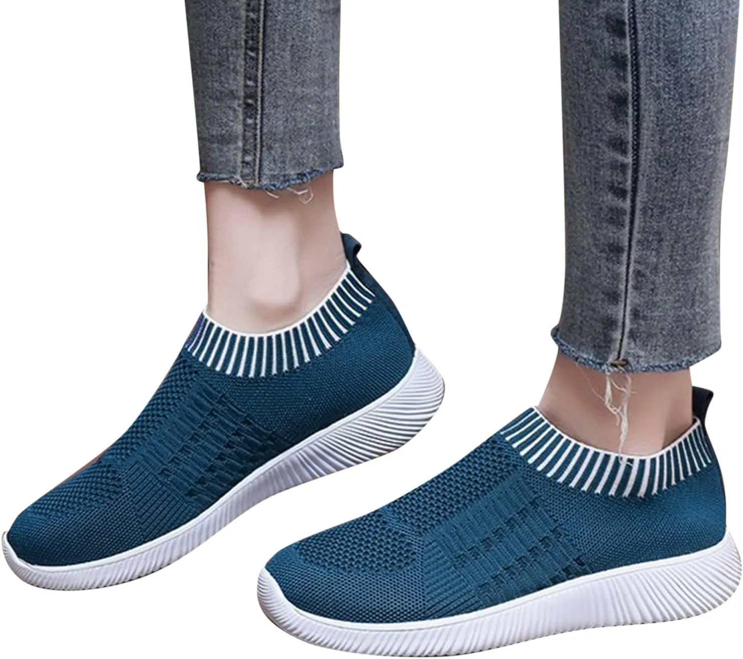 Women Slip On Sneakers Lightweight Walking Shoes Breathable Mesh Casual Comfortable Flats Non Slip Loafers