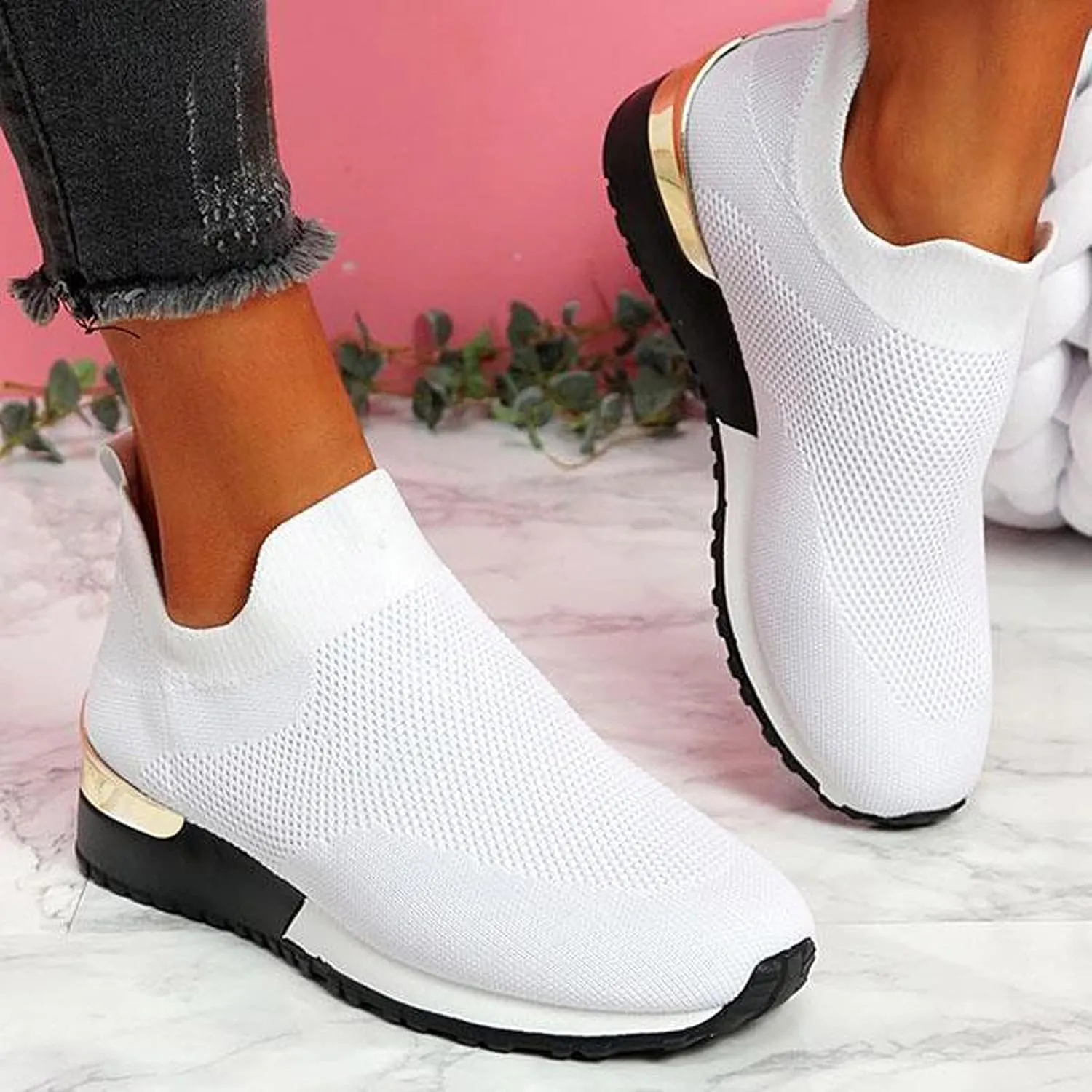 Women Sneakers Size 10 Slip On Sneakers Non Slip Work Shoes for Women Black Tennis Shoes for Women Work Non Slip Womens Tennis Shoes 7.5 Lace Up Comfy Shoes for Women Dressy
