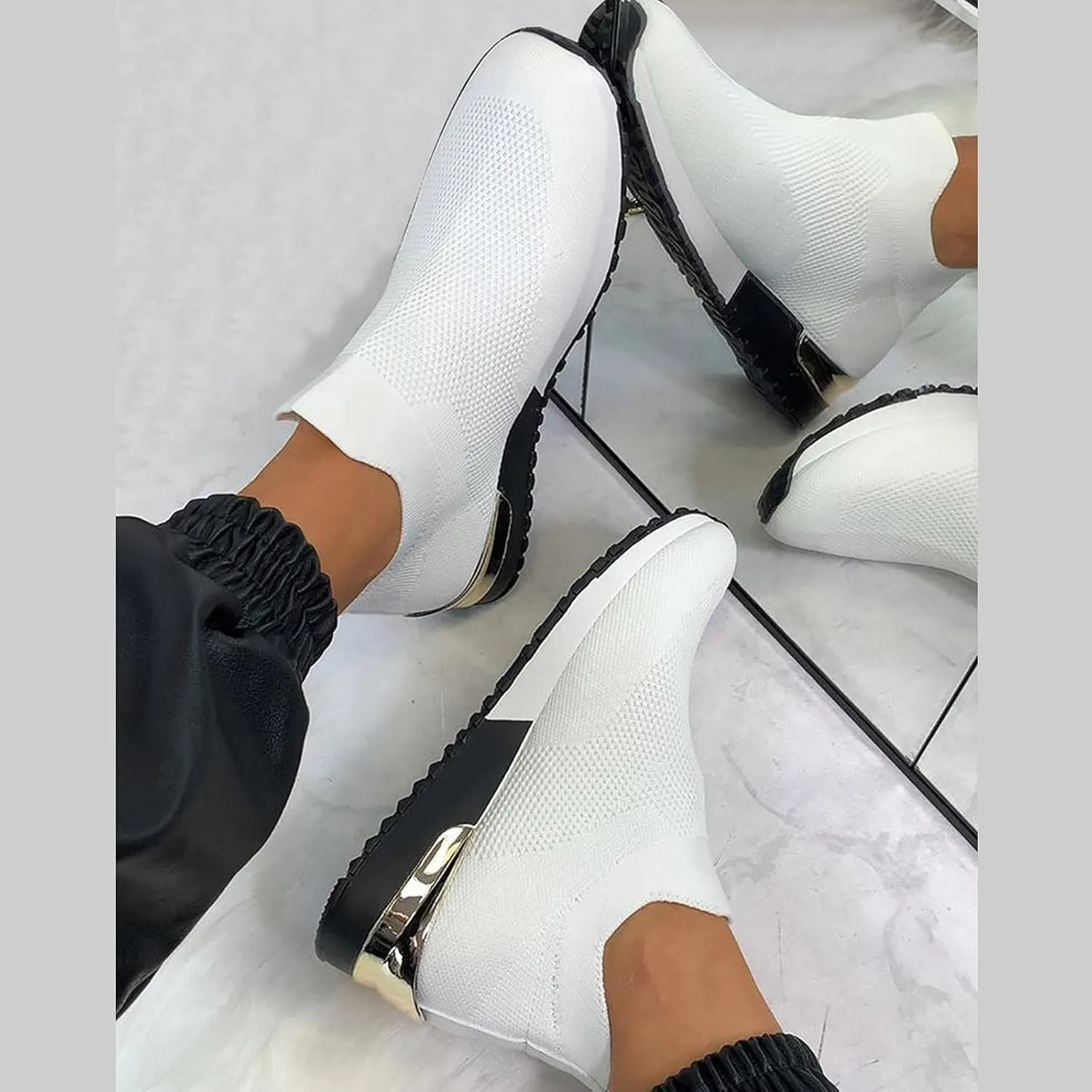 Women Sneakers Size 10 Slip On Sneakers Non Slip Work Shoes for Women Black Tennis Shoes for Women Work Non Slip Womens Tennis Shoes 7.5 Lace Up Comfy Shoes for Women Dressy