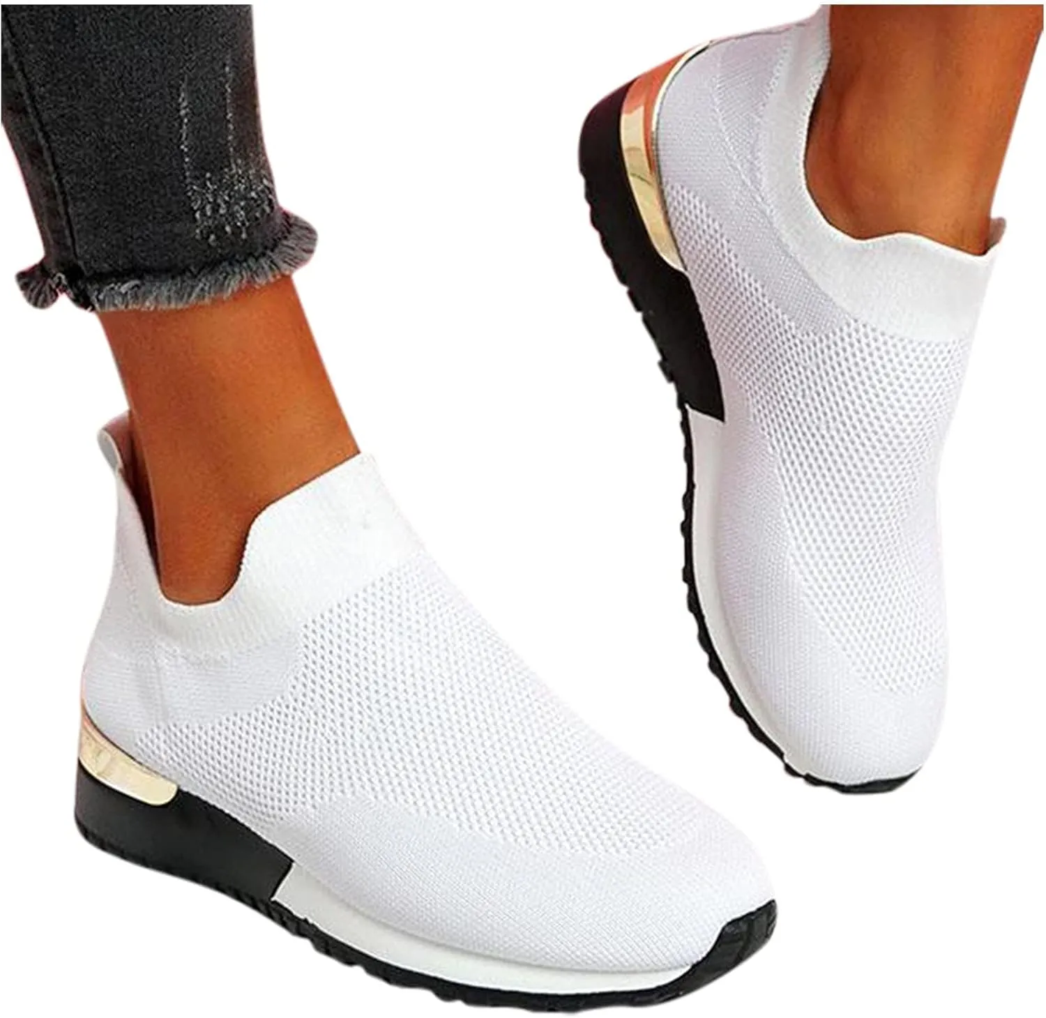 Women Sneakers Size 10 Slip On Sneakers Non Slip Work Shoes for Women Black Tennis Shoes for Women Work Non Slip Womens Tennis Shoes 7.5 Lace Up Comfy Shoes for Women Dressy