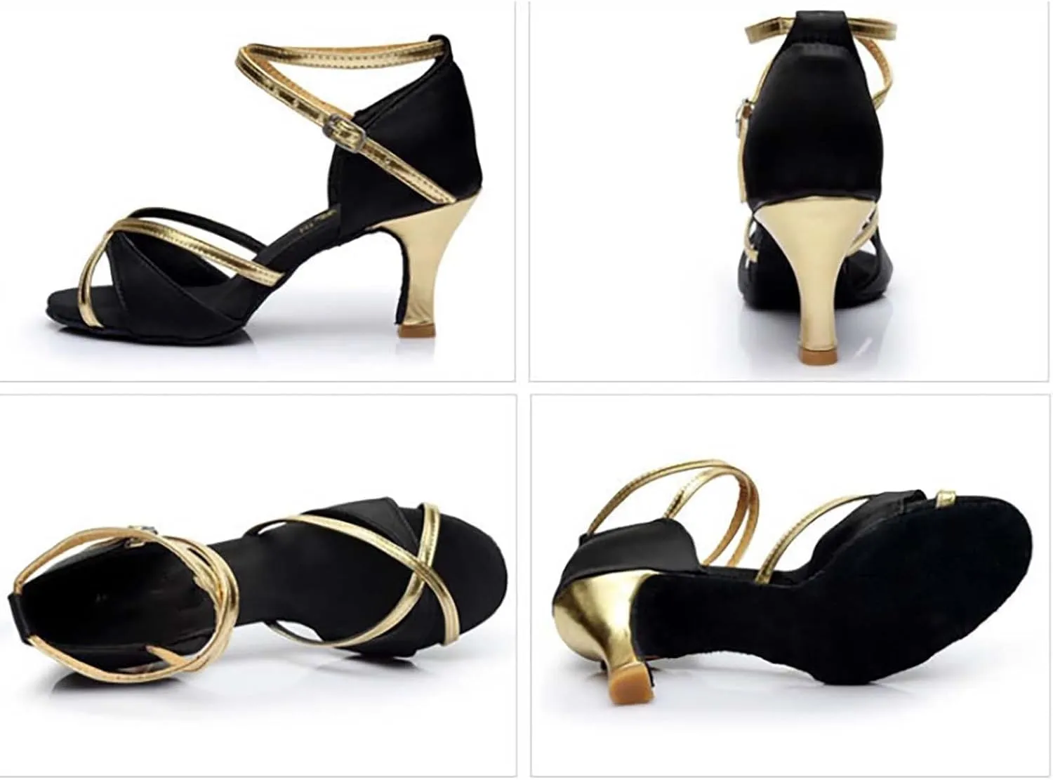 Women Strappy Heels Open Toe Square Toe Chunky Heel Ankle Strap Sandals Party Dress Shoes