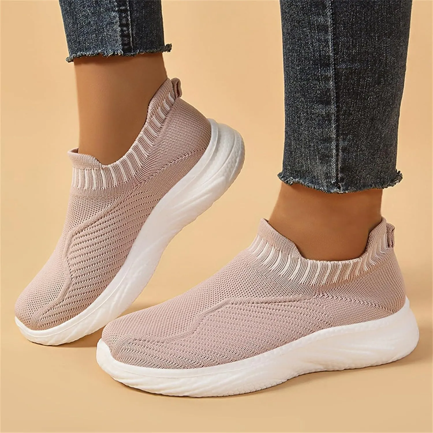 Women Woven Comfy Orthopedic Walking Shoes, Non-Slip Sneakers with Arch Support 2025 New Women's Breathable Slip On Arch Support