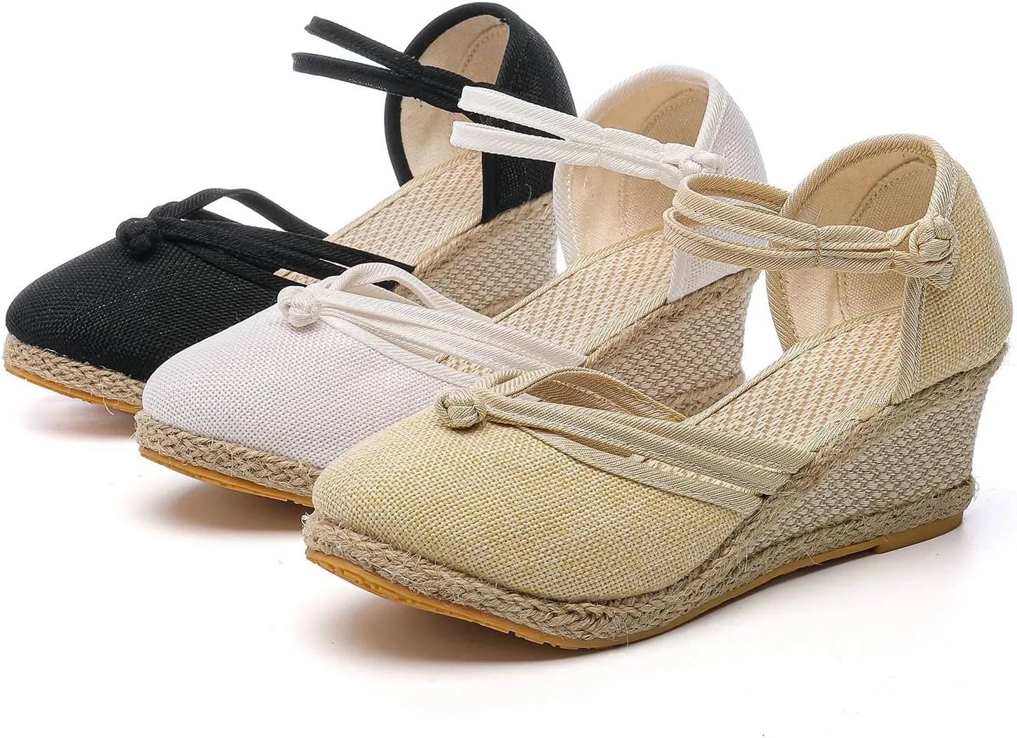 Women's Ankle Strap Closed Toe Espadrille Wedge Sandals Platform Straps Sandals for Women Casual Summer Comfortable Breathable Low Heel Walking Shoes