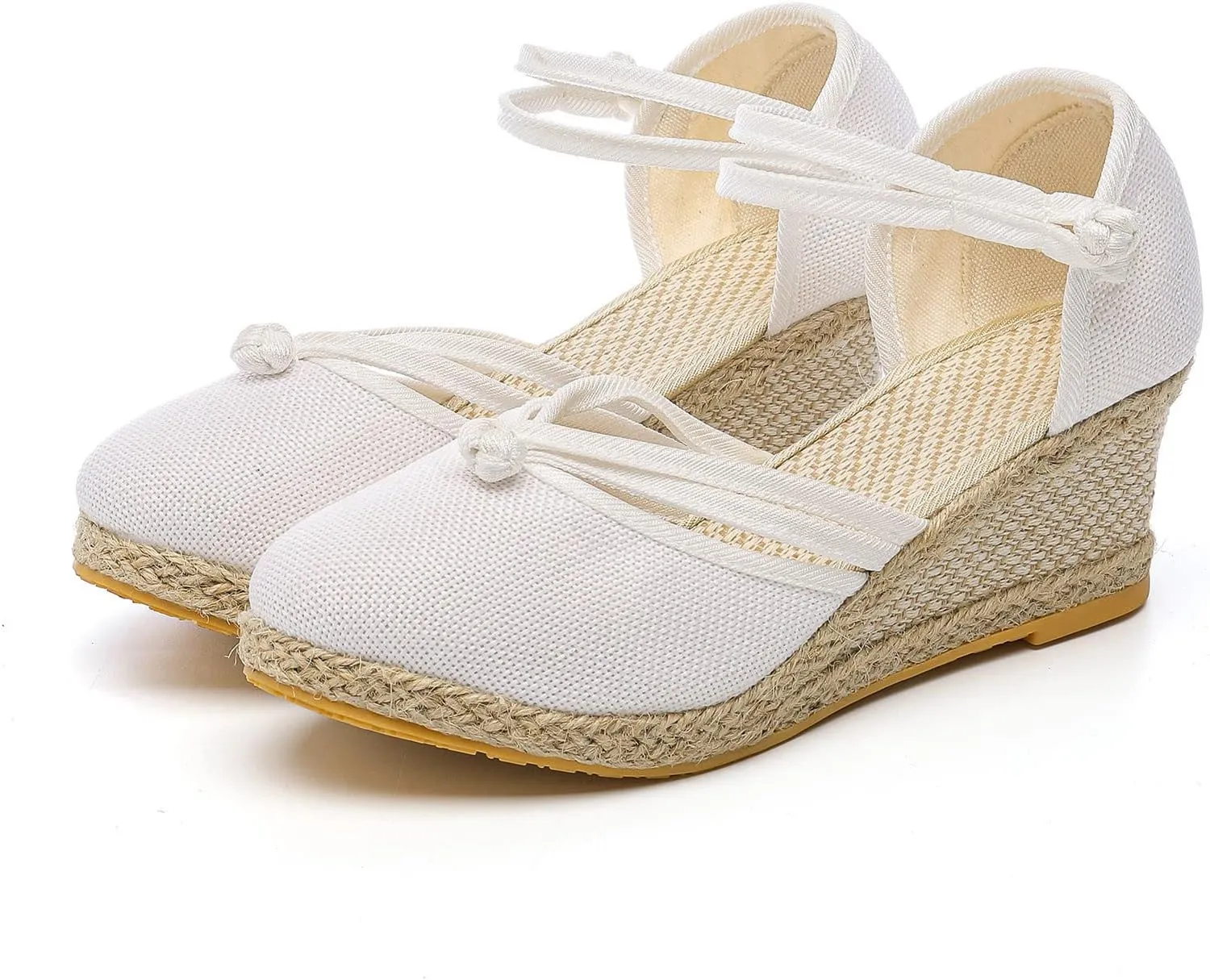 Women's Ankle Strap Closed Toe Espadrille Wedge Sandals Platform Straps Sandals for Women Casual Summer Comfortable Breathable Low Heel Walking Shoes