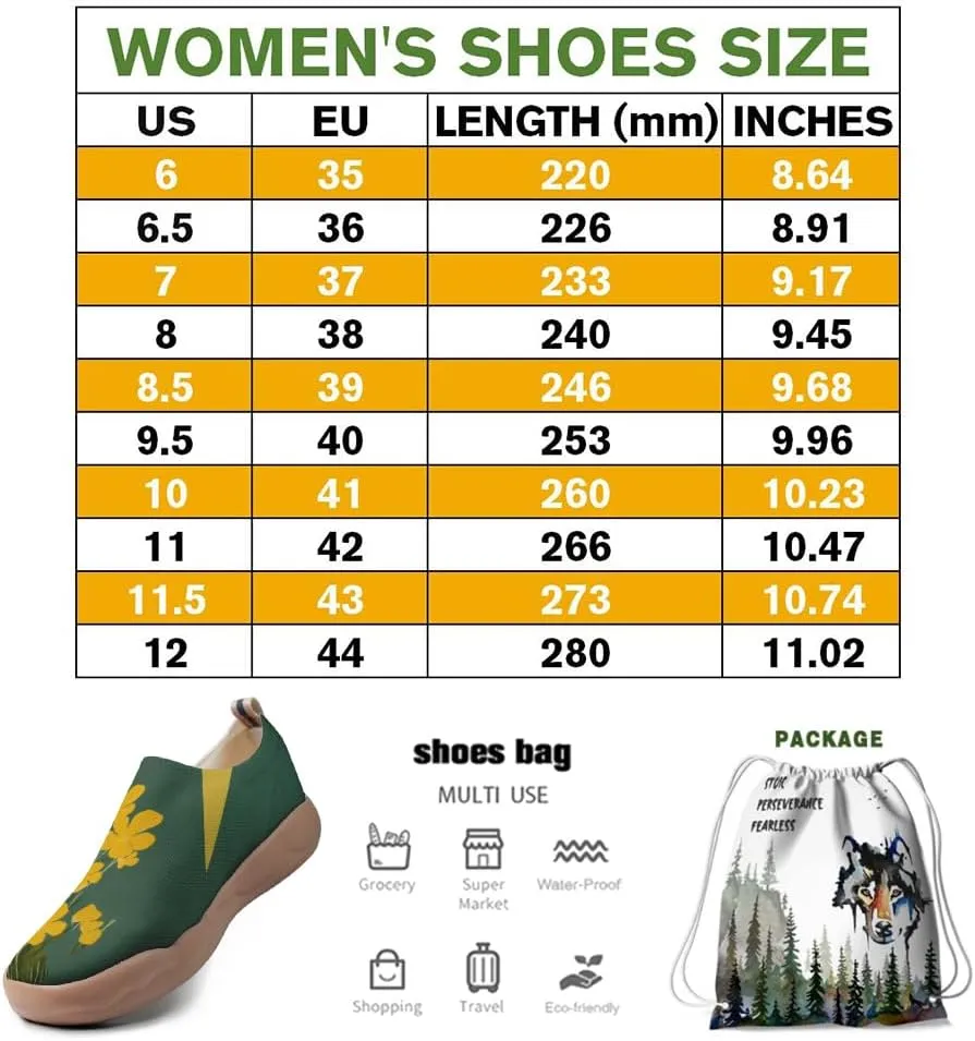 Women's Artistic Floral Slip On Shoes Ultra Lightweight Walking Travel Loafers Casual Comfort Everyday Wear Sneakers