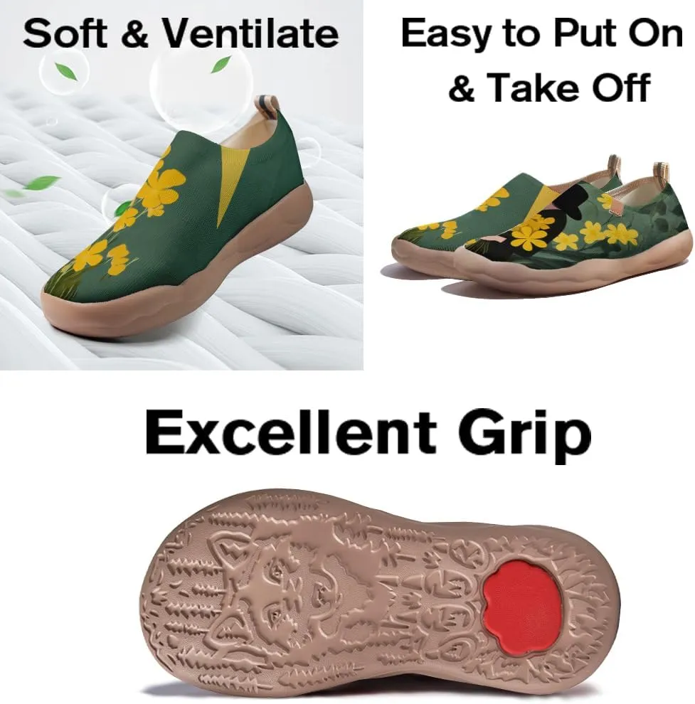 Women's Artistic Floral Slip On Shoes Ultra Lightweight Walking Travel Loafers Casual Comfort Everyday Wear Sneakers