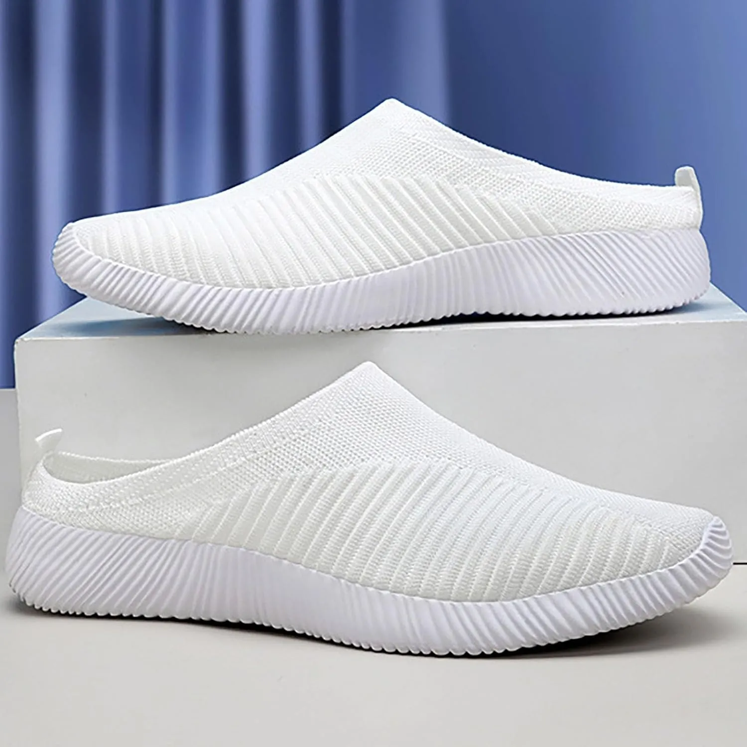 Women's Backless Slip on Mesh Sneakers Shoes Running Shoes for Women High Top White Casual Shoes White Sneakers White Tennis Shoe Loafers Shoe