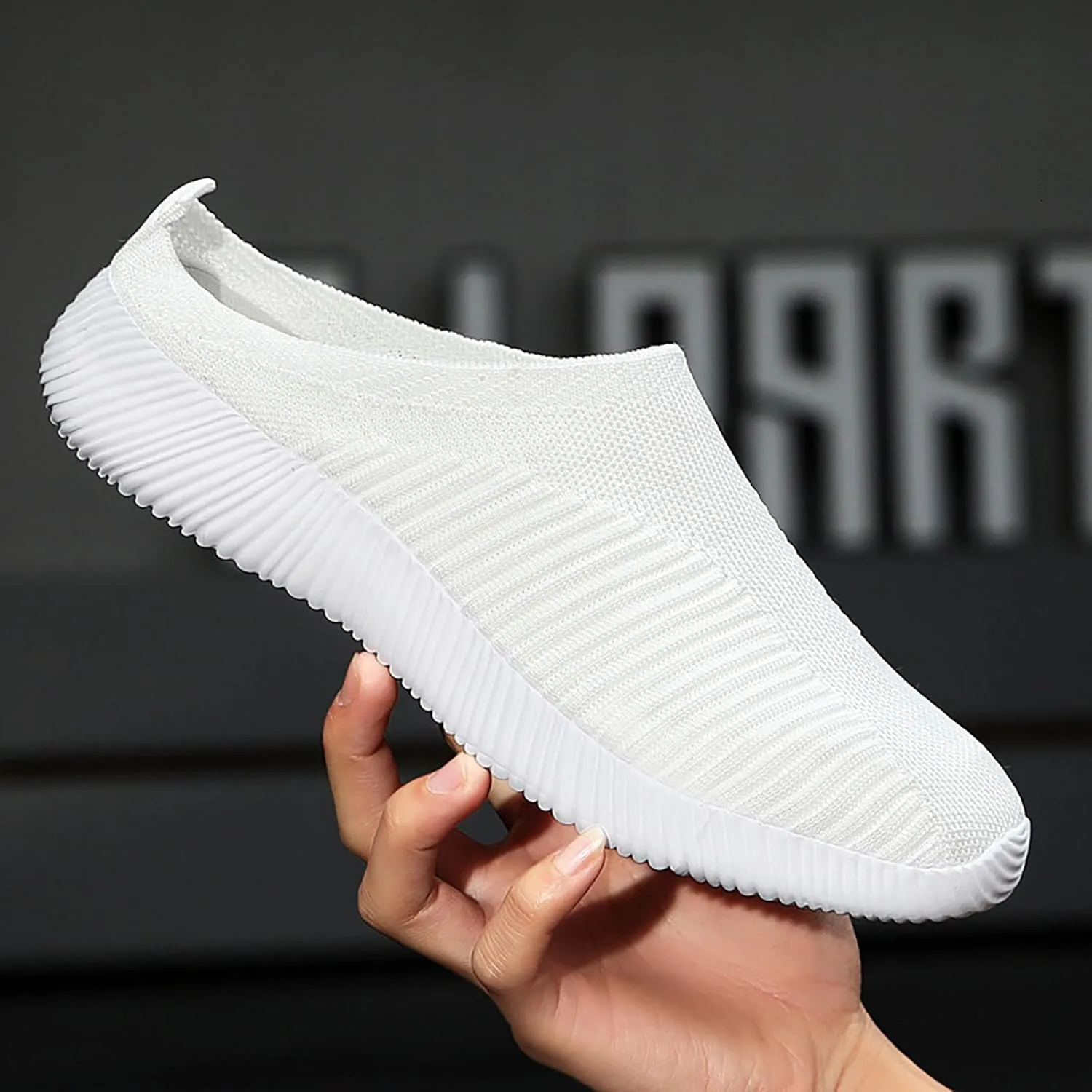Women's Backless Slip on Mesh Sneakers Shoes Running Shoes for Women High Top White Casual Shoes White Sneakers White Tennis Shoe Loafers Shoe