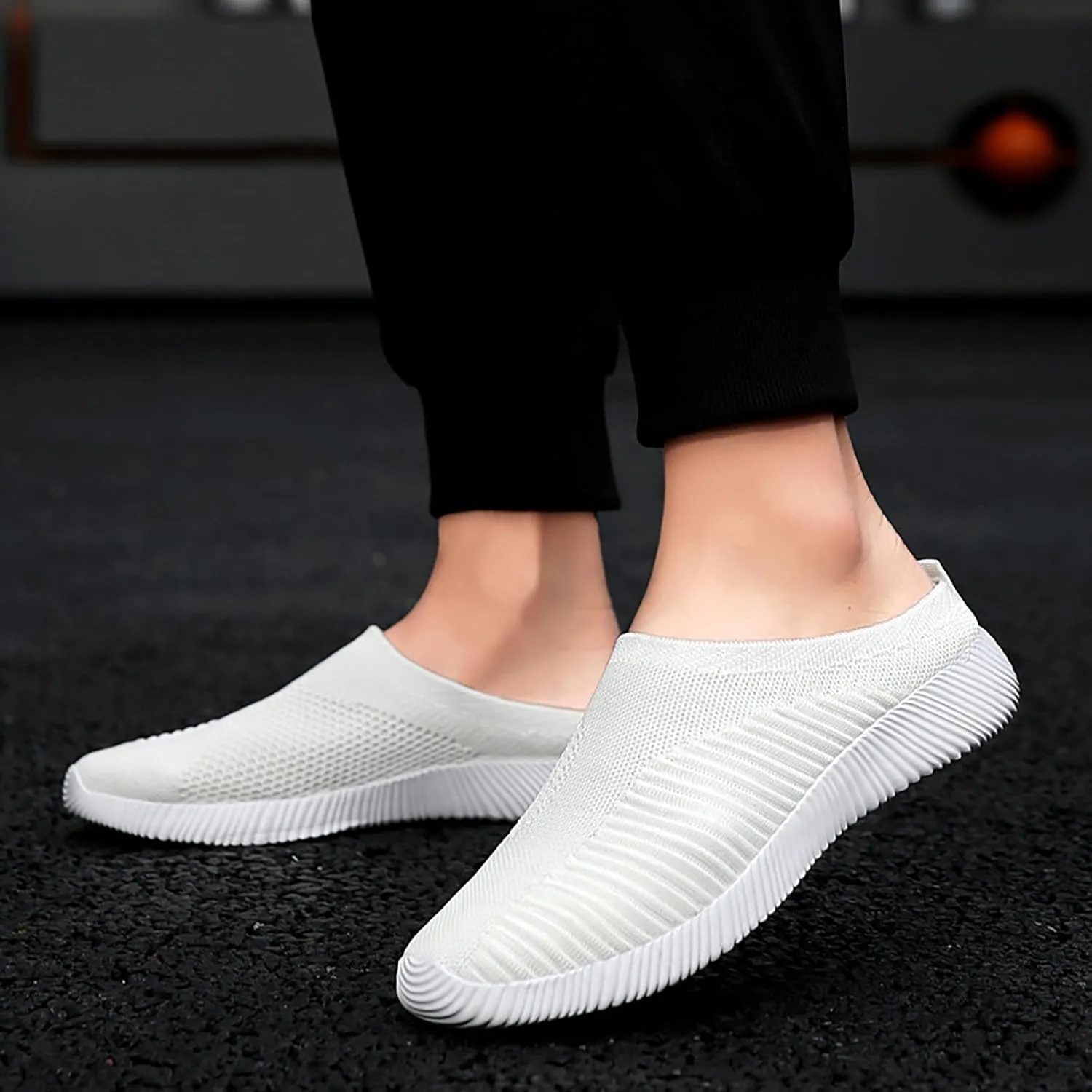 Women's Backless Slip on Mesh Sneakers Shoes Running Shoes for Women High Top White Casual Shoes White Sneakers White Tennis Shoe Loafers Shoe