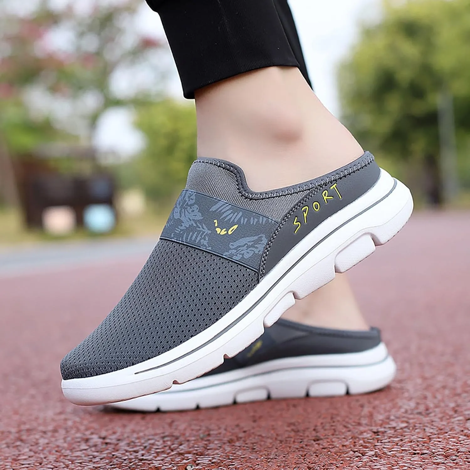 Women's Backless Slip on Mesh Sneakers Shoes Womens Running Shoes Casual Business Casual Shoes Black Platform Sneaker Red Tennis Shoe White Loafers