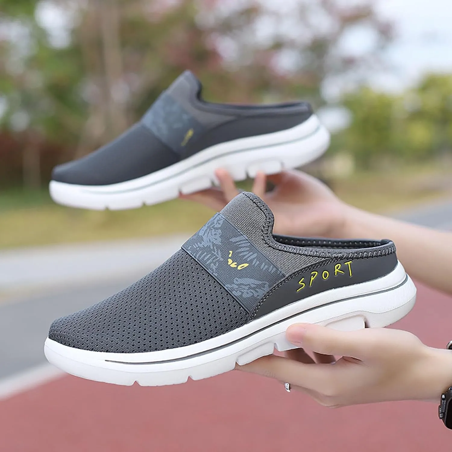 Women's Backless Slip on Mesh Sneakers Shoes Womens Running Shoes Casual Business Casual Shoes Black Platform Sneaker Red Tennis Shoe White Loafers