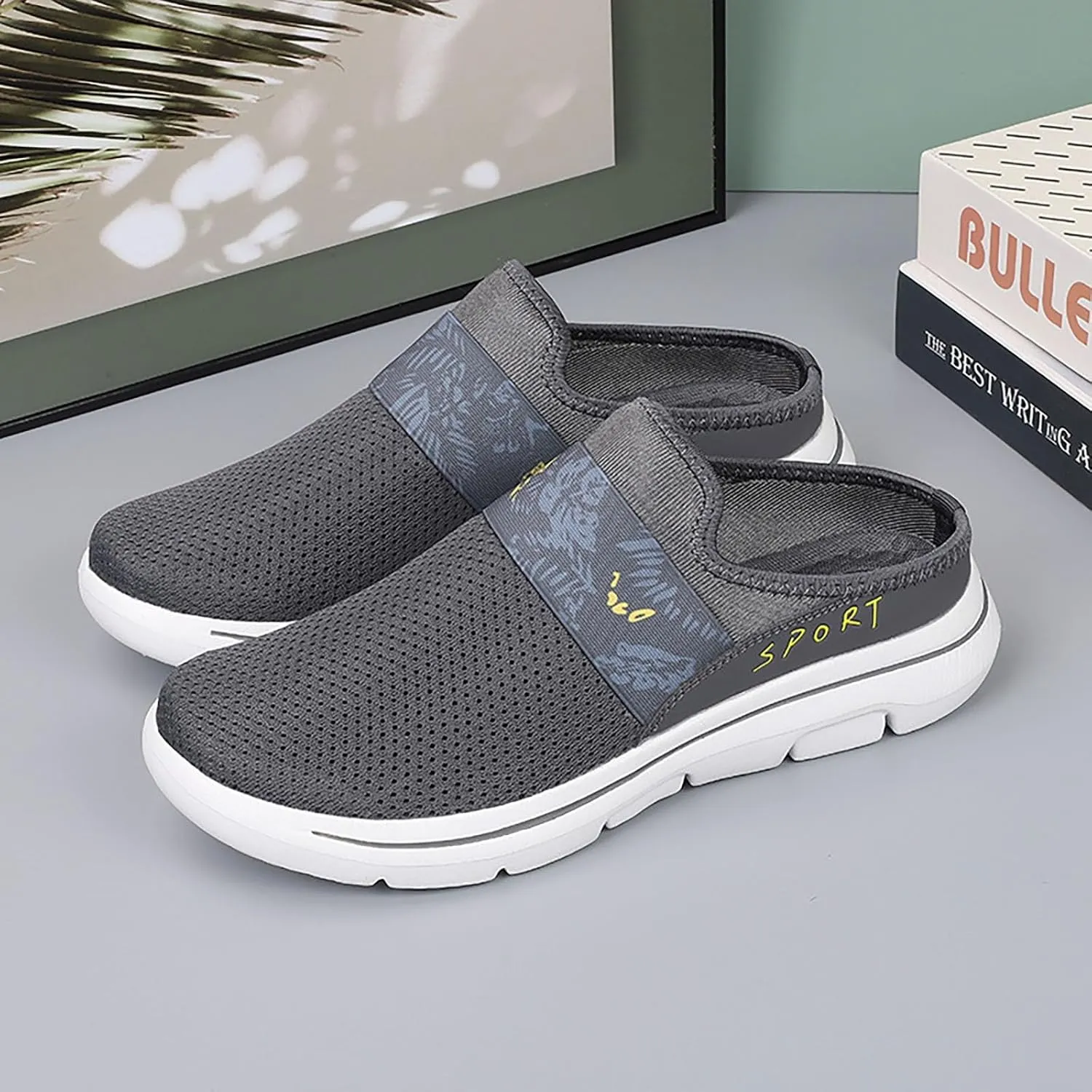 Women's Backless Slip on Mesh Sneakers Shoes Womens Running Shoes Casual Business Casual Shoes Black Platform Sneaker Red Tennis Shoe White Loafers