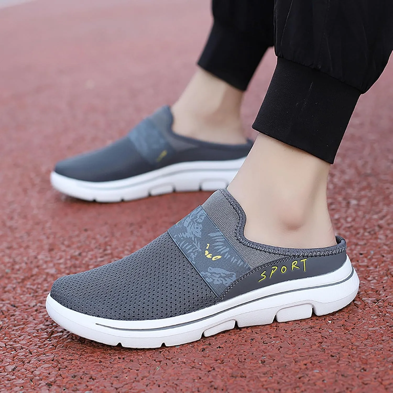 Women's Backless Slip on Mesh Sneakers Shoes Womens Running Shoes Casual Business Casual Shoes Black Platform Sneaker Red Tennis Shoe White Loafers