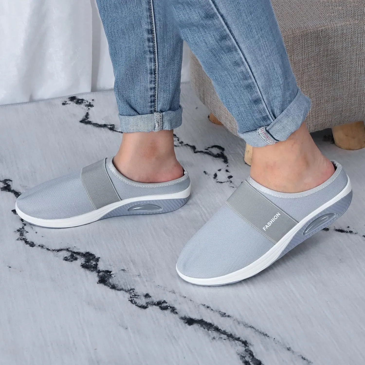 Womens Backless Sneakers Mesh Slip-on Mule Shoes Slip On Shoes Women Arch Support Men Casual Shoes Fashion Sneakers 2025 Waterproof Tennis Shoe Trainers Shoe
