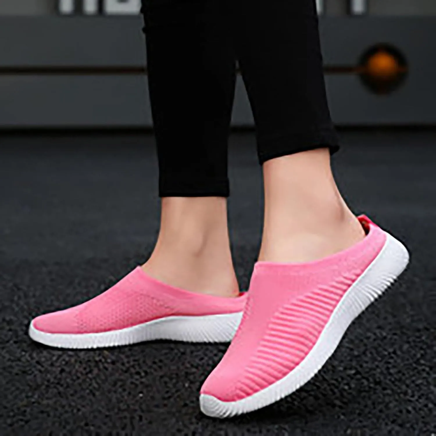 Womens Backless Sneakers Mesh Slip-on Mule Shoes Womens Tennis Shoes Wide Width Slip On Shoes Casual Women Shoes Sneakers Steel Toe Tennis Shoe Loafers Casual Slip On
