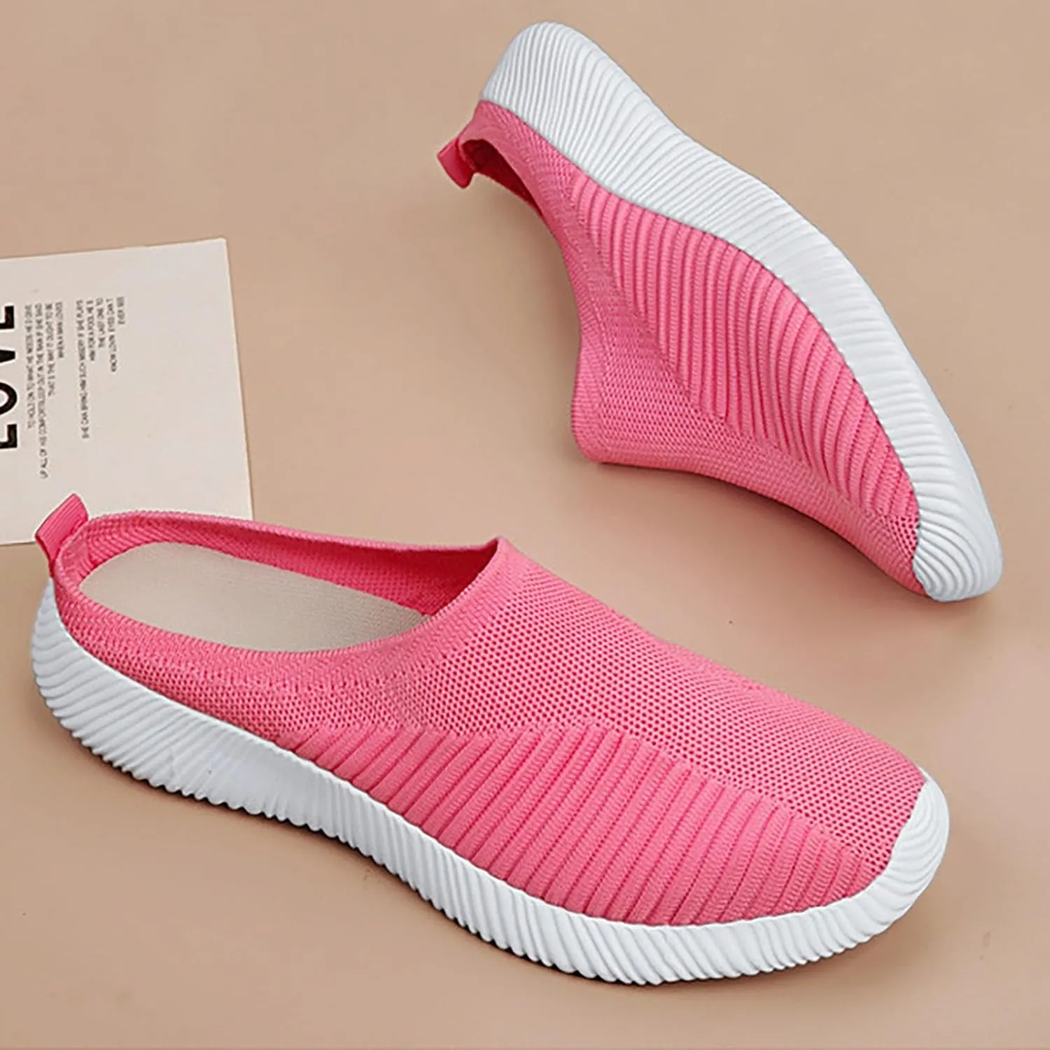 Womens Backless Sneakers Mesh Slip-on Mule Shoes Womens Tennis Shoes Wide Width Slip On Shoes Casual Women Shoes Sneakers Steel Toe Tennis Shoe Loafers Casual Slip On