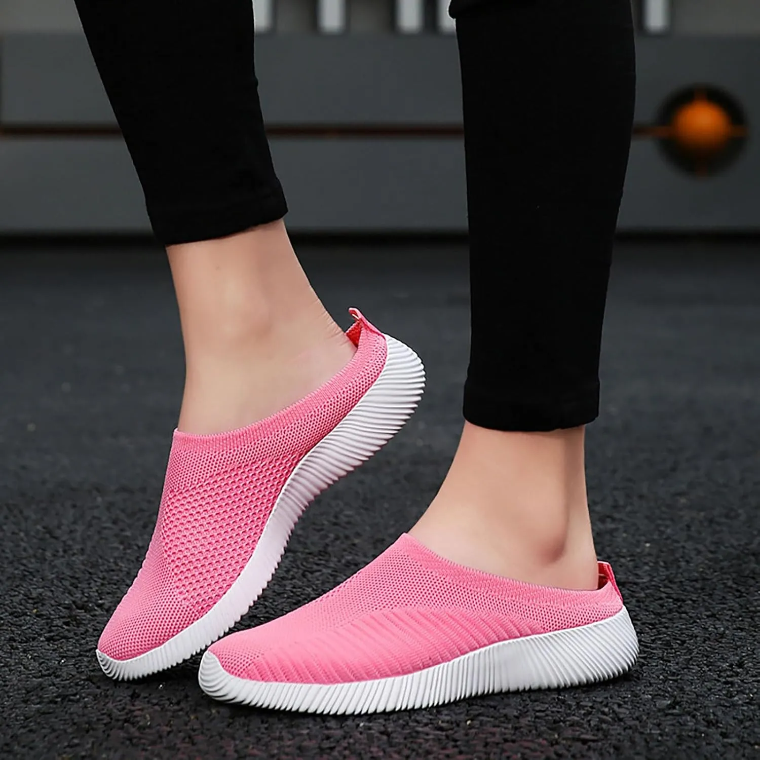 Womens Backless Sneakers Mesh Slip-on Mule Shoes Womens Tennis Shoes Wide Width Slip On Shoes Casual Women Shoes Sneakers Steel Toe Tennis Shoe Loafers Casual Slip On