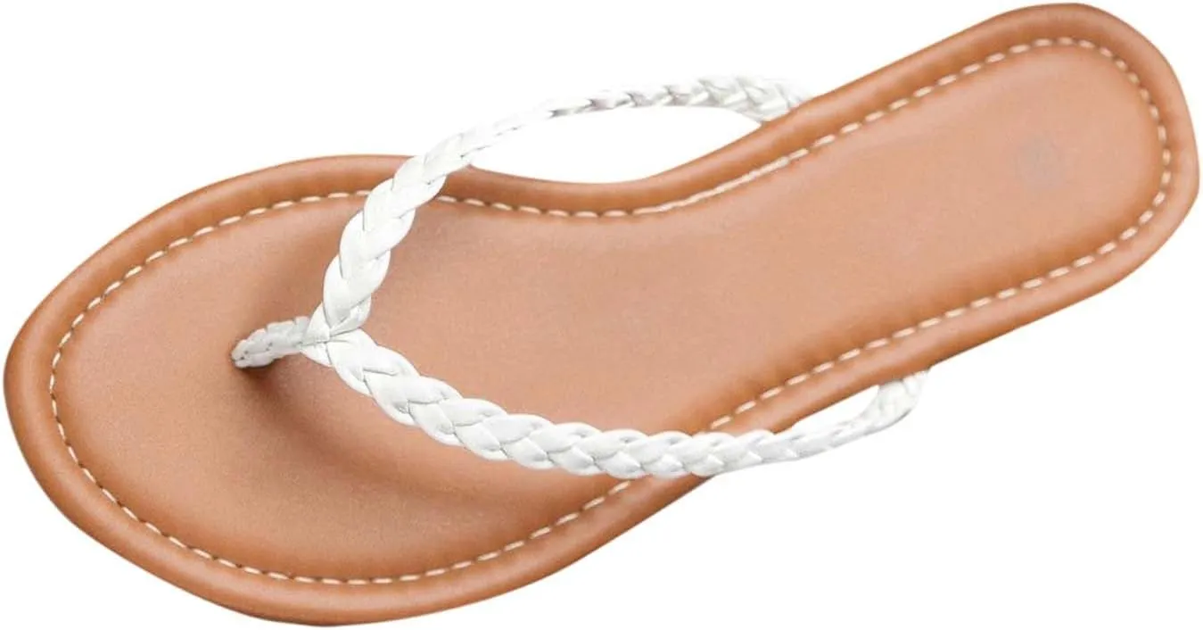 Womens Boho Braided Flip Flop Sandal Comfy Yoga Mat Soft Sole Thong Sandals with Arch Support for Beach, Long Walks