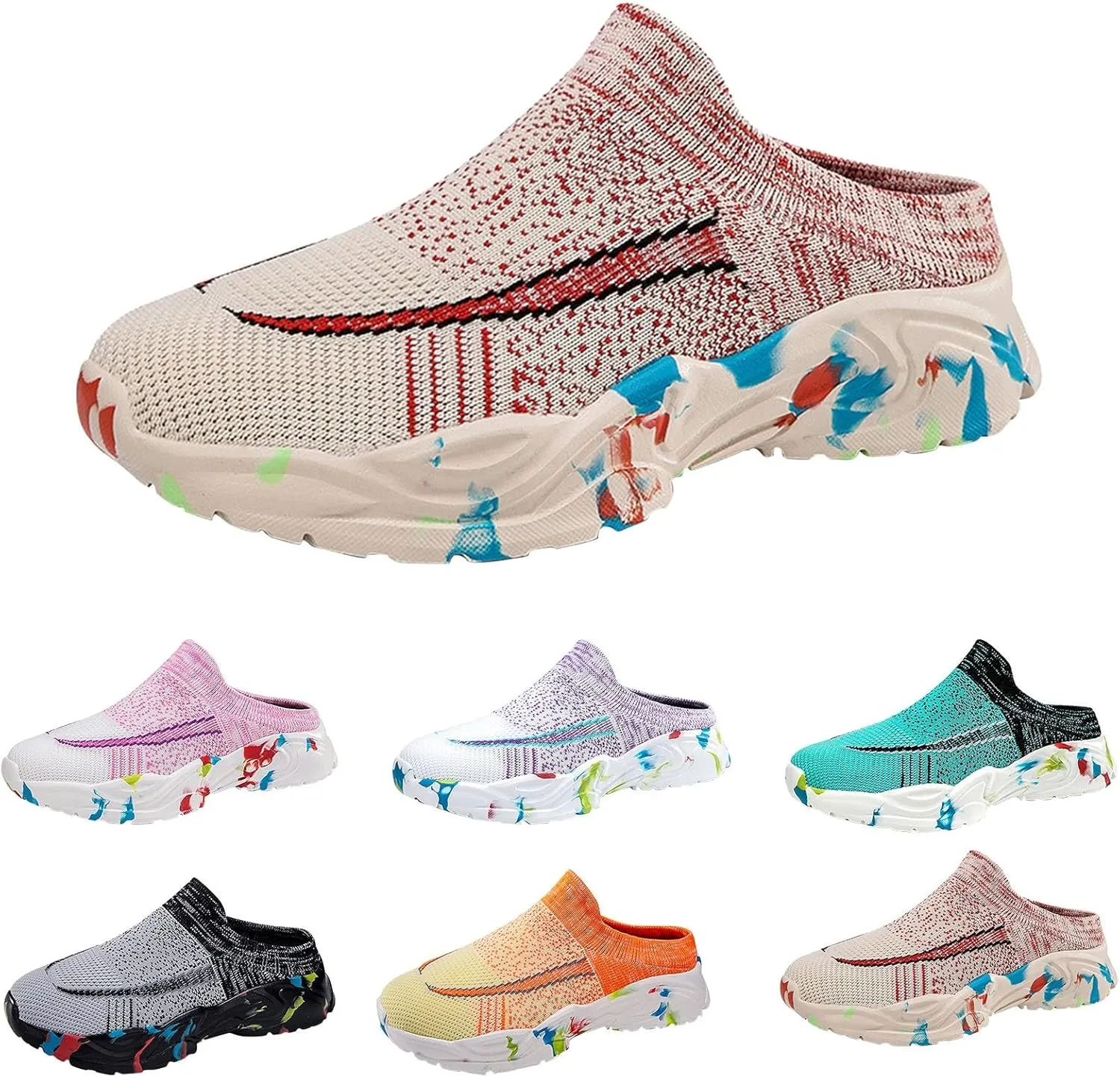 Womens Breathable Mesh Walking Mules Sneakers Running Shoes for Women High Top Ladies Casual Shoes Brown Sneakers Slip On Tennis Shoe Cross Trainer Shoe